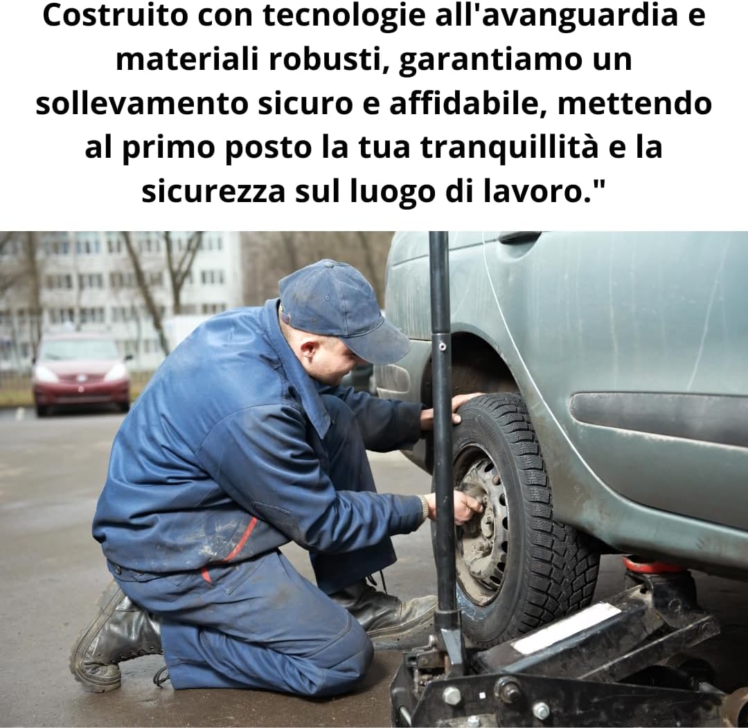Cric Idraulico per Auto, Sollevatore Professionale 4T, Ruote Bidirezionali a Cuscinetto, Assetto super Ribassato per Veicoli, Crick per Auto con Alzata