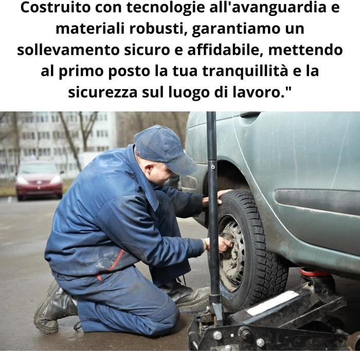 Cric Idraulico per Auto, Sollevatore Professionale 4T, Ruote Bidirezionali a Cuscinetto, Assetto super Ribassato per Veicoli, Crick per Auto con Alzata