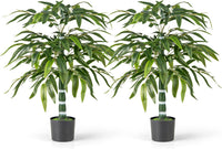 2 Pezzi Pianta Finta di Bamb¨´ 100 cm, Pianta Bamboo Artificiale in Vaso Decorazione in Casa e Ufficio, Pianta Finta in PE con 15 Rami da Interno ed Esterno