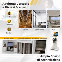 Scrivania Regolabile in Altezza con Ruote, Standing Desk Mobile con Piano Inclinabile e Scomparti, Scrivania per Laptop Ergonomica con Rotelle per Ufficio e Casa (Bianco)
