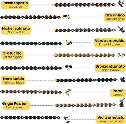 Lista Tappezzeria 1m + 20 Chiodi | Restauro Mobili Divano Sedia Poltrona | Oro Lucido
