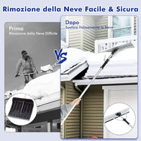 Restrello da Neve per Tetto Lungezza 635 cm, Rastrello per Neve Telescopico con Testa Pieghevole, Restrello in Alluminio Allungabile con 5 Asta Rimozione Neve, Pala da Neve per Tetto