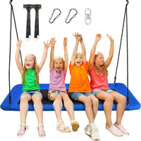 Altalena da Giardino per Bambini, Altalena 150cm con Struttura in Acciaio, Con Corde Regolabili, Adatta per Portico Cortile Giardino (Blu)