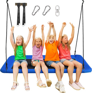 Altalena da Giardino per Bambini, Altalena 150cm con Struttura in Acciaio, Con Corde Regolabili, Adatta per Portico Cortile Giardino (Blu)