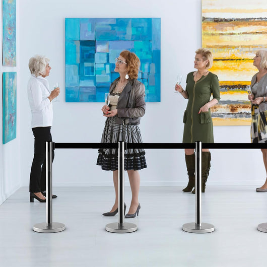 6 Paletti di Delimitazione, Colonnine Segnapercorso Corda, Barriera in Acciaio Inox con Nastro Retrattile, Ideale per Hotel Ristorante Cinema