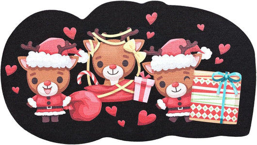 Zerbino Natalizio Moderno Sagomato Gomma Sostenibile 40x70 Cm Natale Ingresso Antiscivolo Dis.C