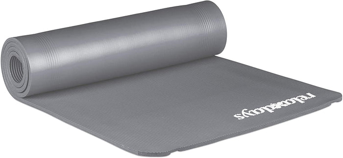 Tappetino yoga spessore 1 cm cinturino in gomma trasporto ginnastica pilates aerobica grigio 13_0002843_2
