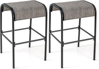 Set di 2 Sgabelli da Giardino,Sgabello da Giardino in Tessuto Texlilene, Sgabello da Bar da 76 cm, con Seduta Curva in Tessuto, Struttura in Metallo, Portata 180 kg, 47 x 47 x 76 cm