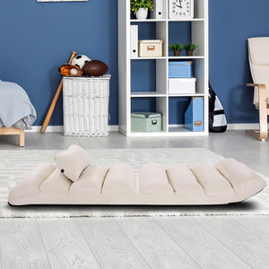 Sedia Pieghevole da Pavimento Portatile, Divano Imbottito, Regolabile in 5 Posizioni, Supporto per la Schiena, Ideale per Rilassarsi Leggere (Beige)