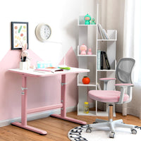 Sedia per Scrivania per Bambini, Sedia per Computer per Bambini con Altezza Regolabile, Ruote con Freni, Sedile Girevole a Rete, Sedia Ergonomica per Bambini 3-10 Anni (Rosa)