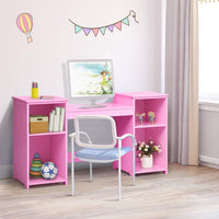 Toeletta per Bambini in Legno - Design Smontabile 2 in 1, Mobile da Trucco Stile Principessa con 4 Mensole e Specchio, Rosa