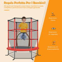 Trampolino Elastico Bambino in Acciaio, Tappeto Elastico Bambini da Esterno e da Interno, con Rete e Cusicnetti Antiscivolo（Rosso)