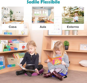 6 Cuscini Esagonali per Bambini con Maniglie, Imbottitura in Schiuma di 5 cm, Sedili Portatili e Flessibili per Asilo Nido, 38 x 34 cm (Arcobaleno)