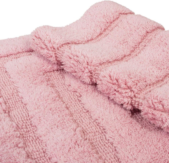 Tappeto Bagno 50x110 cm Puro Cotone Elegante Lussuoso Morbido Scendiletto Antiscivolo Rosa