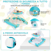 Girello per Bambini 6 in 1, Primi Passi per Neonati con Altezza Regolabile, Sedia a Dondolo per Bambini, Girello Pieghevole con Vassoio Musicale, Cuscino, per Bambini 6+ Mesi (Verde)