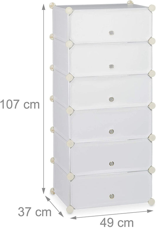 Scaffale per armadio scarpiera portaoggetti in plastica scarpe modulari 12 paia bianco 13_0001661_2