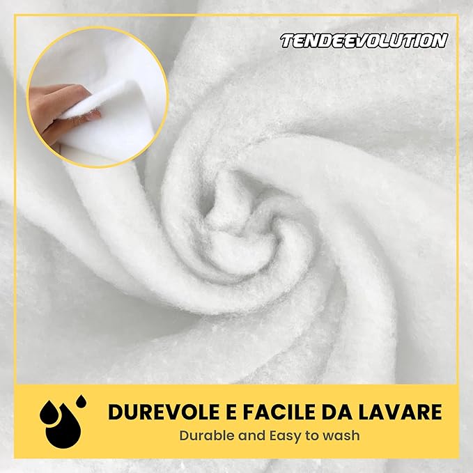 Ovatta Sintetica Resinato 200g al Metro - Altezza 1,5m, Spessore 2cm - Ideale per Imbottitura, Trapunte, Riempimento Tessuto e Pupazzi