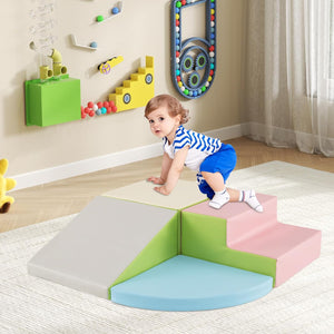 Set di Blocchi in Schiuma per Bambini 4 Pezzi, Set di Costruzioni Morbide in PU + EPE per Sviluppo dei Bambini, Gioco Attivo Interno per Arrampicarsi e Gattonare (Rosa)