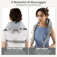 Massaggiatore Cervicale, Massaggiatore Shiatsu per Collo e Spalle Senza Fili con Impasto Profondo 4D dei Tessuti con Riscaldamento, 2 Modalità e 2 Livelli di Intensità (Grigio)