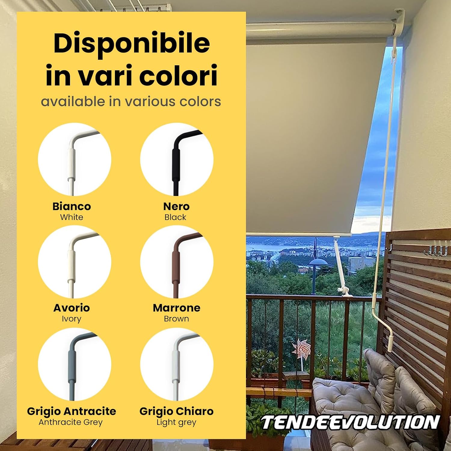 Asta Di Manovra Per Tenda Da Sole Varie Misure, Bastone Universale Per Tende (AVORIO 2,2 METRI)