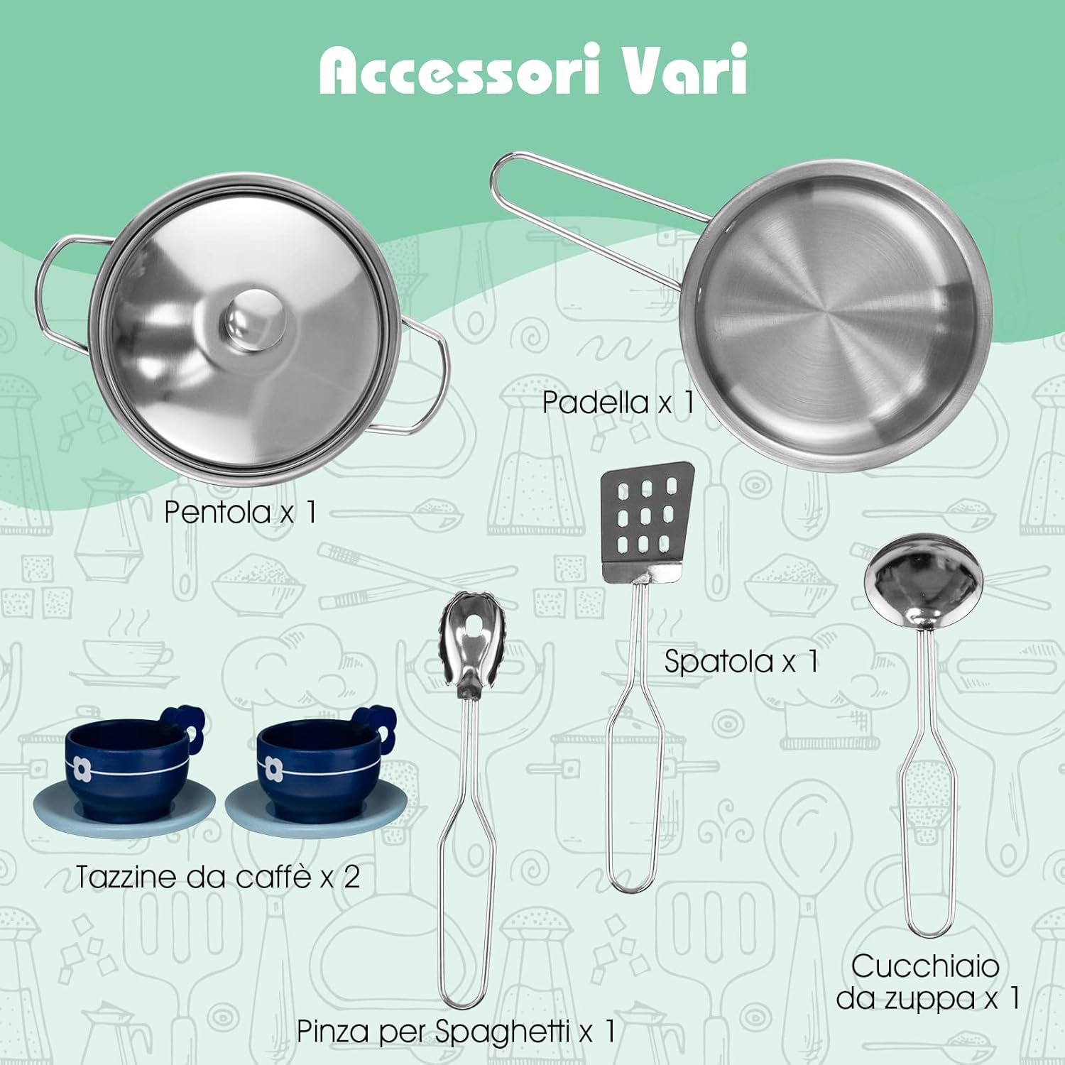 Cucina Giocattolo per Bambini, Cucina Legno per Bambini con Lavatrice, Macchina da Caffè, Forno, Microonde, Lavello e Rubinetto, Funzione Luci e Suoni, per Bambini 3+ Anni