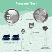 Cucina Giocattolo per Bambini, Cucina Legno per Bambini con Lavatrice, Macchina da Caffè, Forno, Microonde, Lavello e Rubinetto, Funzione Luci e Suoni, per Bambini 3+ Anni