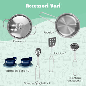 Cucina Giocattolo per Bambini, Cucina Legno per Bambini con Lavatrice, Macchina da Caffè, Forno, Microonde, Lavello e Rubinetto, Funzione Luci e Suoni, per Bambini 3+ Anni