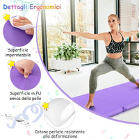 Tappetino da Yoga Spesso, Tappetino Fitness Pieghevole e Portatile con Imbottitura in EPE, Cerniera e Maniglie, Materassino Allenamento da Casa e Palestra,180 x 60 x 5 cm