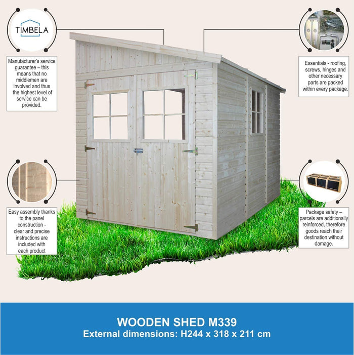 Casa da giardino in legno (senza parete laterale) - 6 m?² - TIMBELA M339+M339G