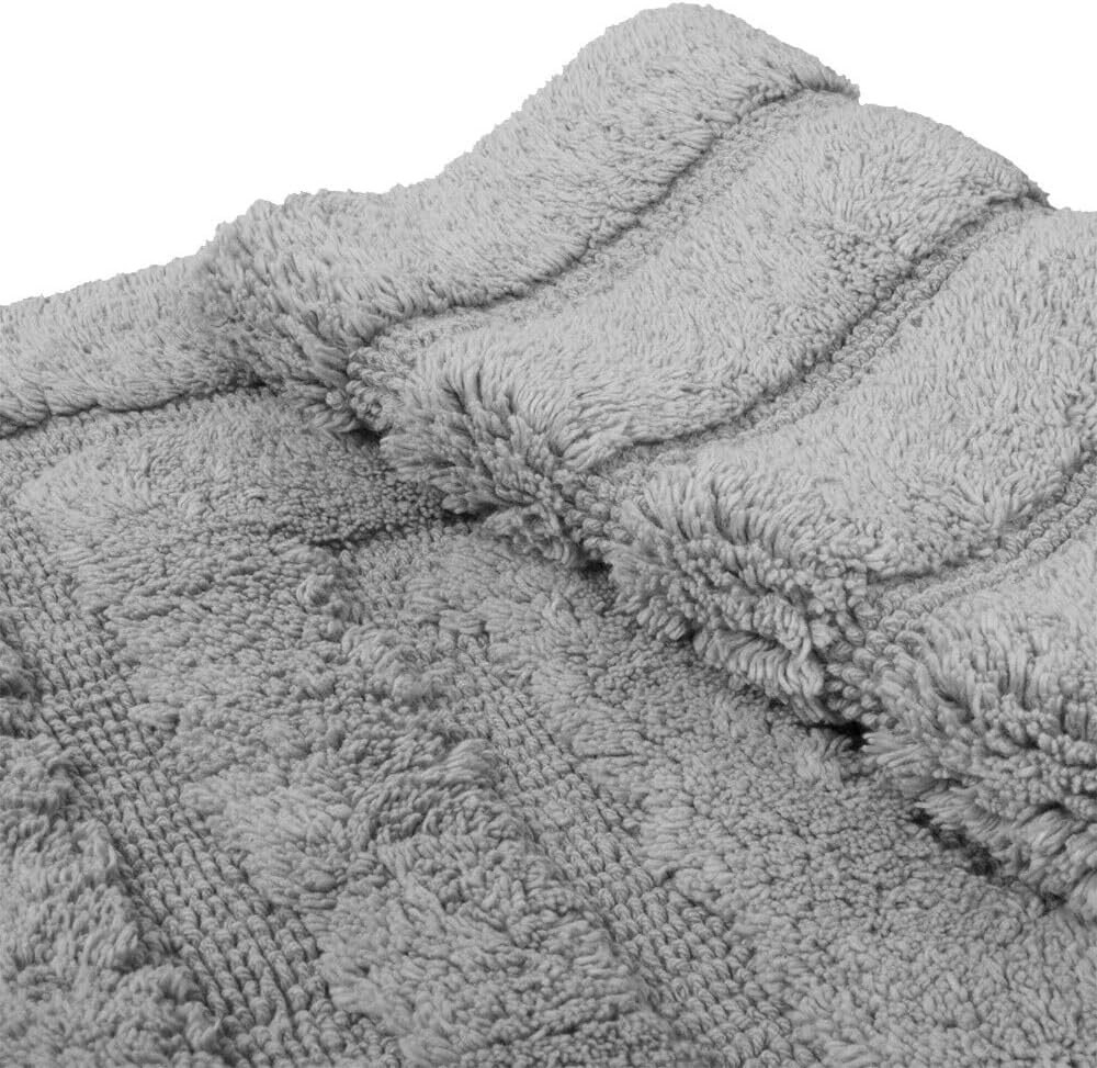 Tappeto Bagno 50x110 cm Puro Cotone Elegante Lussuoso Morbido Scendiletto Antiscivolo Grigio