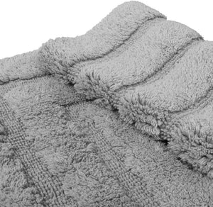 Tappeto Bagno 50x110 cm Puro Cotone Elegante Lussuoso Morbido Scendiletto Antiscivolo Grigio