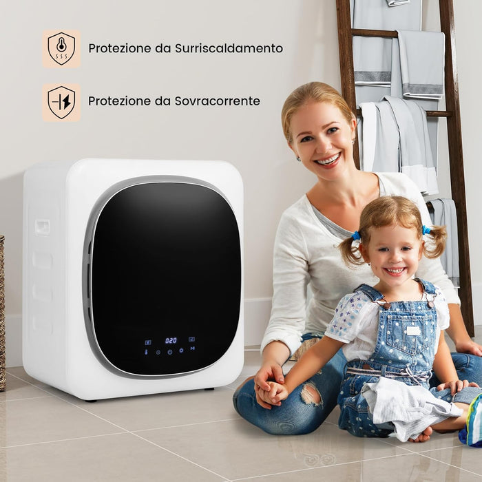 800W Asciugatrice Portatile, Asciugatrice Compatta con Cestello in Acciaio Inox 5kg, panello a LED e Asciugatura Intelligente, Ideale per Casa Appartamento, 48x40x56 cm [Classe di efficienza energetica C]