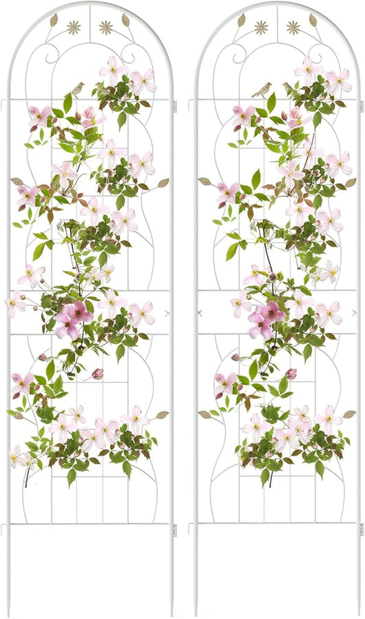Grigliati per Rampicanti, Set da 2 Supporti Rampicanti 180 x 50 cm in Metallo, Griglie per Tralicci per Piante Tralicci a Incastro,Decorazione Esterna per Giardino, Cortile, Patio (Bianco)
