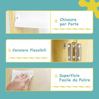 Scaffale per Bambini a Forma di Casa, Libreria Multiusa con 2 Ante, Sistema Anti-ribaltamento e Gambe in Legno per Sala Giochi Asilo Camera da Letto, 60 x 30 x 103 cm