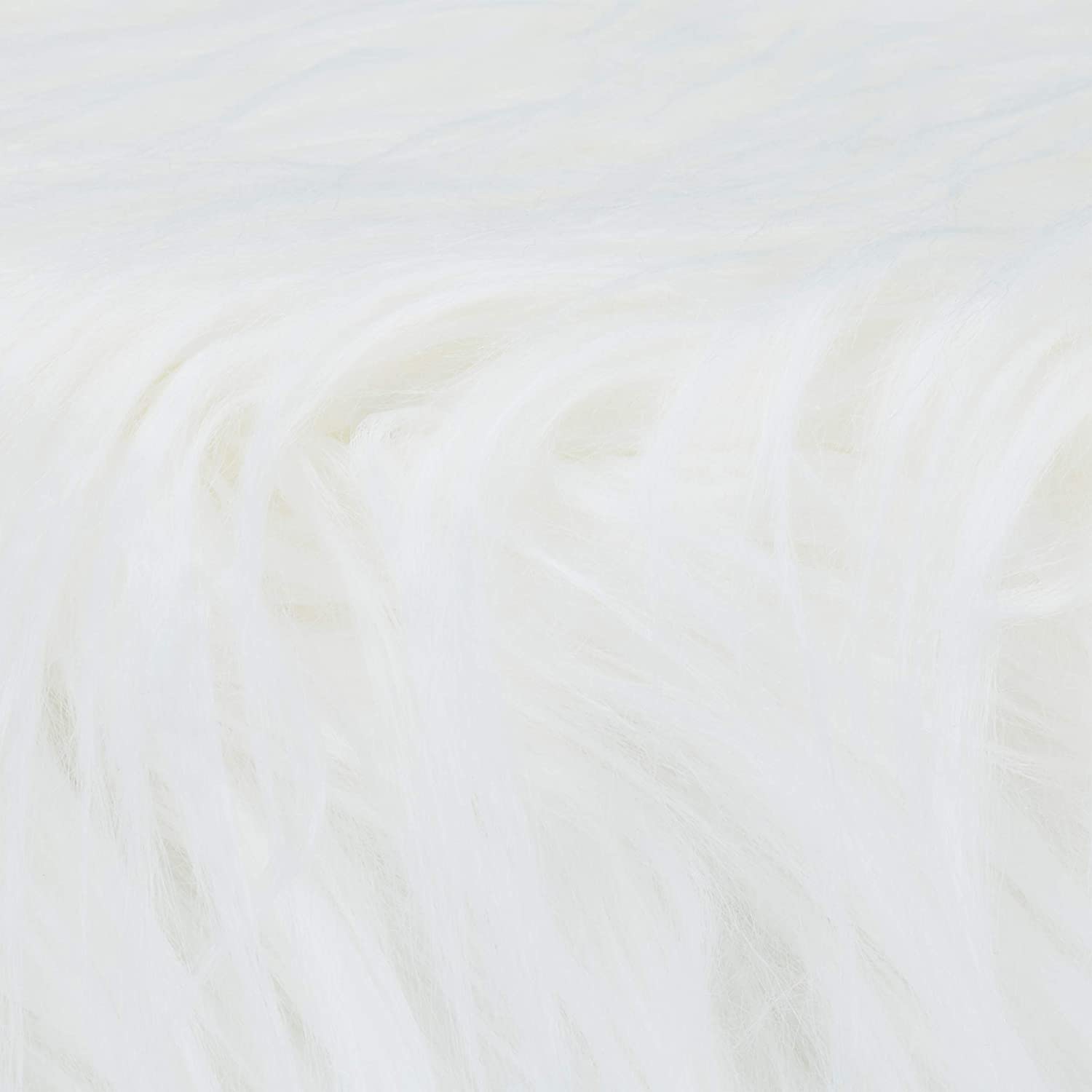 Pouf sgabello in pelo finto pelo 4 gambe legno bianco 13_0002796