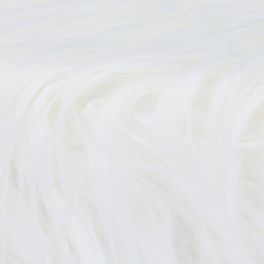 Pouf sgabello in pelo finto pelo 4 gambe legno bianco 13_0002796