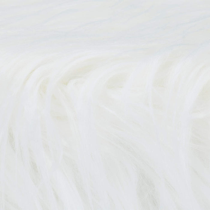 Pouf sgabello in pelo finto pelo 4 gambe legno bianco 13_0002796