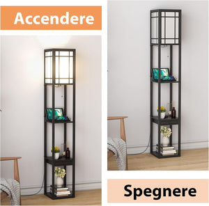 Lampada a Stelo con Ripiani e Cassetto, Lampada a Piantana Moderna con 2 Porte USB, Lampada da Terra per Salone e Camera da Letto, 26 x 26 x 160,5 cm (Modello 1)