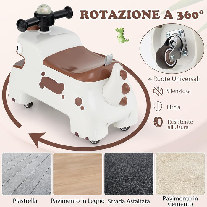 Macchina a Spinta per Bambini, Giocattolo Cavalcabile con Spazio Nascosto Luci Musica e Clacson, Macchina da Passeggio a Spinta con 4 Ruote, Regalo per Bambini 18+ Mesi (Bianco)