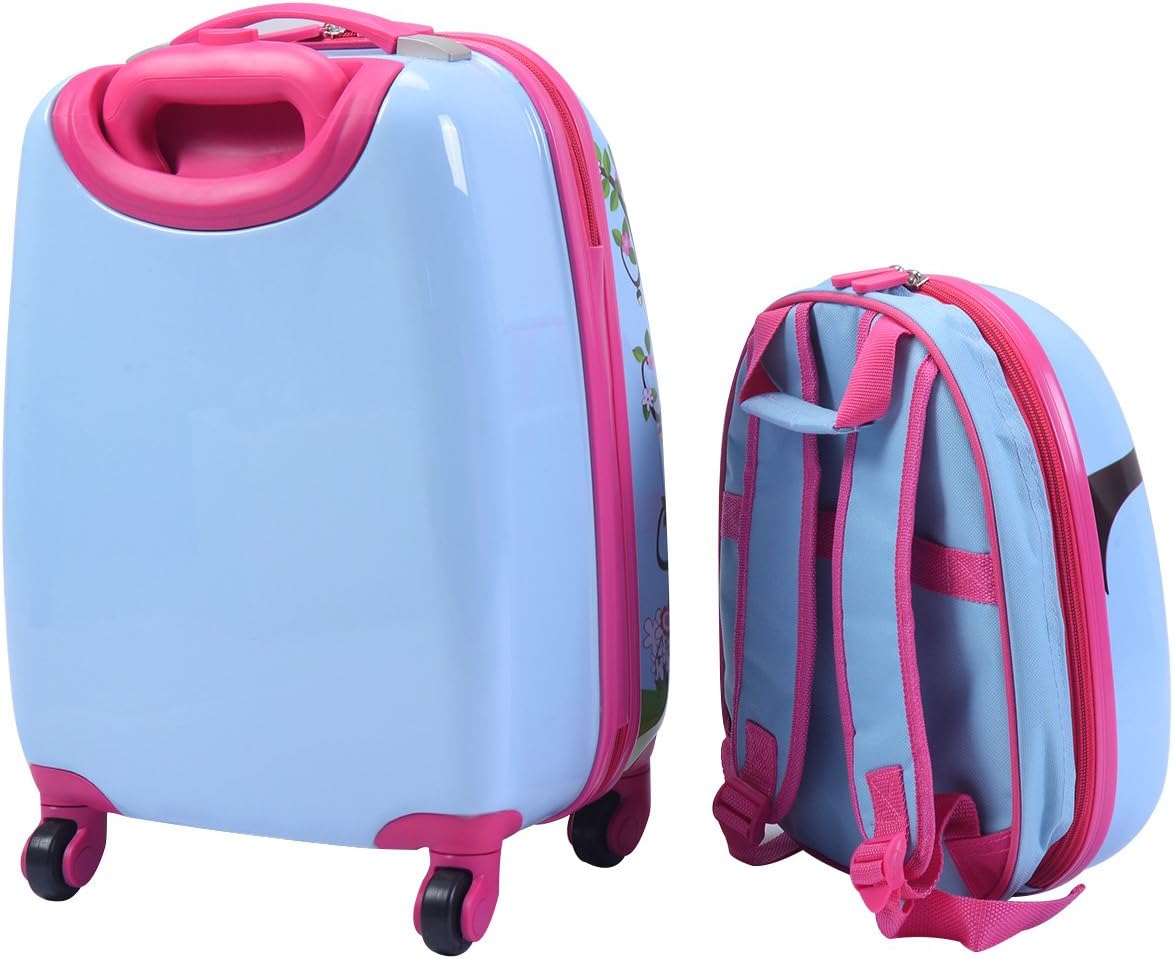 Set di Valigia per Bambini, 16" Valigia+ 12" Zaino, 2 Pezzi, con Ruote Girevoli a 360° e Maniglia Retrattile, Ideale per Viaggiare in Modo Comodo e Divertente (Modello 11)