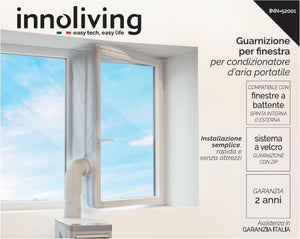 Innoliving Guarnizione Universale per Finestre INN-52001, Compatibile con Condizionatori d’Aria Portatili, Design Regolabile fino a 4m, Materiale Impermeabile TERYLENE, Sistema a Velcro con Zip