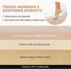 Trave Ginnastica Artistica per Casa 210/240 cm, Trave Pieghevole per Bambini con Maniglia, Base in Legno e Fondo Antiscivolo, Trave di Equilibrio da Pavimento