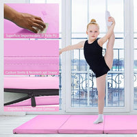 Tappetino da Ginnastica con Maniglia, Gancio, Chiusura a Cerniera e Copertura in Pelle PU Staccabile, Tappetino da Esercizio Pieghevole per Yoga, Stretching e Aerobica(Rosa monocroma)