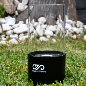 Camino Bioetanolo da Tavolo cilindrico 12,5x12,5x26 cm – Bruciatore Bioetanolo portatile in vetro e acciaio inox per interno ed esterno