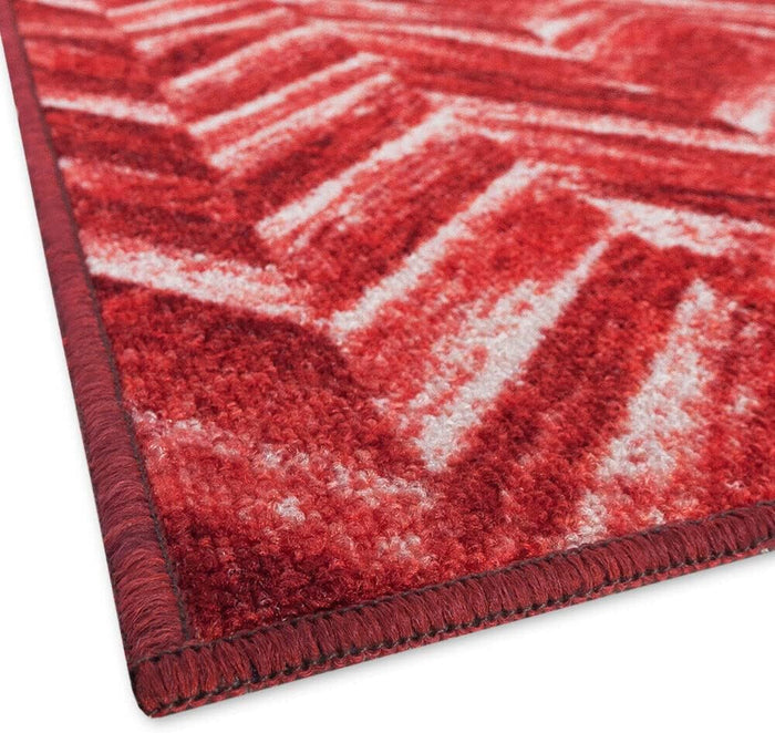 Tappeto Cucina Tessitura Piatta Effetto Parquet Antiscivolo Corridoio Bagno Bordeaux 50x115 cm