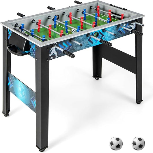Calcio Balilla per Bambini e Adulti, Tavolo da Calcio con 2 Palloni, Manico Liscia, 18 Giocatori Realistici, Mini Calcetto con Versatile per Sala Giochi, Ufficio e Festa, 95 x 53,5 x 76,5 cm