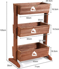 Fioriera di Legno con 3 Livelli, Scaffale per Piante, Scala con Fioriere di Legno Staccabili, Scaffale per Piante Multiuso, Ideale per Interno ed Esterno