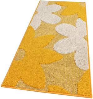 Tappeto Cucina 3D Fiore 50x90 cm Tridimensionale Morbido Moderno Passatoia Antiscivolo Giallo