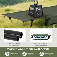 Brandina da Campeggio, Letto Pieghevole e Portatile con Tasca Laterale e Borsa da Trasporto, Lettino con Struttura in Metallo per Viaggio e Spiaggia, Portata 150 kg