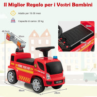 Camion dei Pompieri per Bambini, con Macchina a Bolle Fari Allarme e Musica, Macchinina Cavalcabile a Spinta per Bambini 18-36 Mesi (Rosso,2)